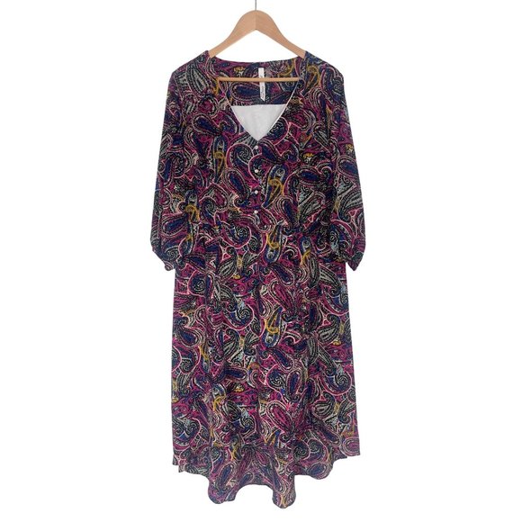 Size 1X 16 PAISLEY PRINT HIGH-LOW DRESS Day/Evening All-Season PLUS SIZE - Picture 1 of 3